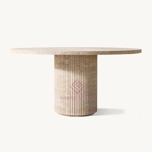 सुरुचिपूर्ण नेरो मार्किना संगमरमर की शीर्ष डाइनिंग टेबल और परिष्कृत डाइनिंग रूम के लिए ट्रेवेरिन बेस - Product Image 4