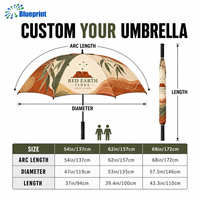 Parapluie de golf monocouche à 8 baleines, coupe-vent 45 mph, baleines en fibre de verre, impression numérique couleur intégrale, logo personnalisé, boîte cadeau, pongee 210T, OEM