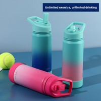 Bouteille d'eau réutilisable pour enfants, nouveau design, 14 oz, en acier inoxydable à double paroi, isotherme sous vide, avec paille – Vente en gros