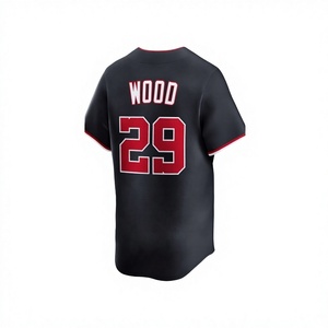 Maillots de baseball et softball unisexes en mélange de soie/coton respirant avec broderie 3D, manches longues, encolure cœur et bretelles en X – Vente en gros - Product Image 2