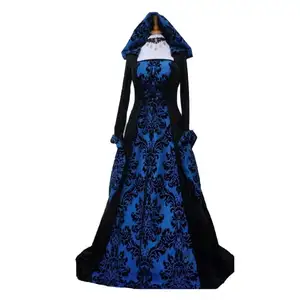 Witch Halloween Costume For Women Vintage Deluxe Hooded Vampire Medieval Renaissance Gown Dress