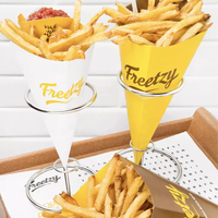 Emballage pratique à emporter tasses à Pocorn porte-frites frites boîtes en papier emballage de restauration rapide avec poche à Sauce