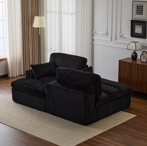 เก้าอี้พักผ่อนแบบคู่ทันสมัยขนาดใหญ่พิเศษ ปรับเอนได้ หุ้มเบาะ พร้อมฟังก์ชั่นเป็นเตียงนอน ที่นั่งลึก เหมาะสำหรับห้องนั่งเล่นและห้องนอน - Product Image 6