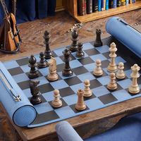Jeu d'échecs et de dames portable pliable en PU écologique de 7 pouces - Idée cadeau parfaite pour les jeux de société de voyage pour enfants et adultes