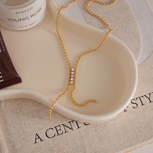 Collier élégant en perles J&D pour femmes, plaqué <span class=keywords><strong>or</strong></span> 18 carats, acier inoxydable, chaîne en zircone blanche avec pendentif en cristal - Product Image 5