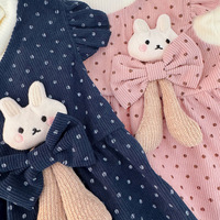 Robe de princesse à pois pour bébé fille, tenue légère d'automne avec manches à volants et décor de lapin