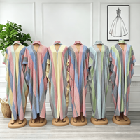 Nouvelle Robe Boubou Décontractée Grande Taille pour Femme, Col en V Ample Rayé, Style Kaftan avec Poches, Imprimé Ethnique Africain, Collection Été 2026