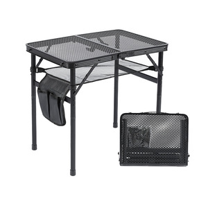 Outdoor Folding <b>Table</b> Lightweight Aluminum Alloy Mesh Top Rectangular Foldable For Camping <b>Barbecue</b> - Product Image 2