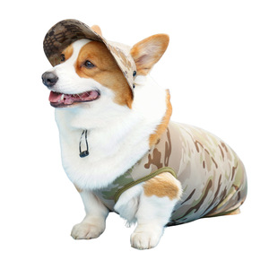 Ensemble gilet et chapeau de camouflage pour animaux de compagnie, vêtements d'extérieur à séchage rapide pour Corgi, bouledogue français, petits chiens, printemps, été, automne - Product Image 5