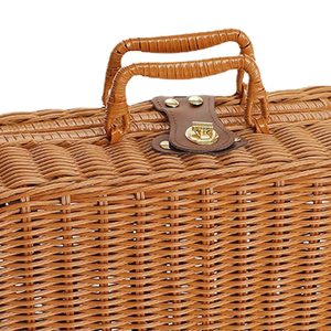 Petit panier rectangulaire <span class=keywords><strong>en</strong></span> plastique vintage brun, tressé à la main, avec couvercle, poignée écologique, cadeau de mariage naturel, boîte de rangement - Product Image 3