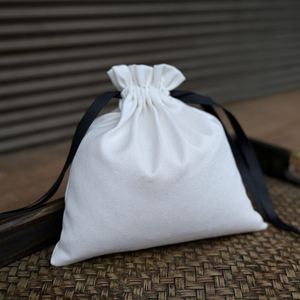 Medium-Size Custom Logo Canvas Cotton Storage Bag Rope Drawstring Heat Transfer Printing for Garments Candy <b>Biscuit</b> Jewelry - Product Image 3