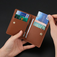 Dompet kecil kulit PU harga pabrik untuk pria dompet Premium dengan kancing tas kartu kredit Ultra tipis dompet koin satu dolar