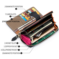 Dompet Panjang Wanita dari Kulit Sapi Asli dengan Ritsleting & Penutup Hasp Berkualitas Tinggi Kapasitas Besar Dompet dan Tas Zippy