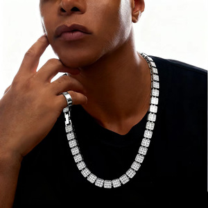 Collar de zinc con diamantes de imitación, joyería de moda, cadena para clavícula, collar cubano para hombre, personalizado - Product Image 1