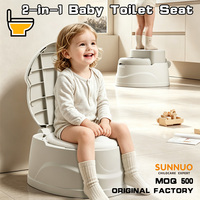 Siège de toilette surélevé SUNNUO pour l'apprentissage de la propreté des tout-petits avec protection anti-éclaboussures, dossier confortable et coussin TPE amovible