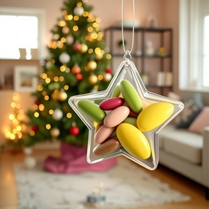 Adornos Navideños <span class=keywords><strong>de</strong></span> Bolas <span class=keywords><strong>de</strong></span> PS Transparentes al por Mayor, Cajas Rellenables <span class=keywords><strong>para</strong></span> <span class=keywords><strong>Dulces</strong></span> con Forma <span class=keywords><strong>de</strong></span> Estrella/Árbol/Gota <span class=keywords><strong>para</strong></span> Decoración Navideña - Product Image 1