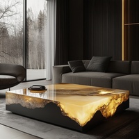 Table basse en marbre de luxe sur mesure, vente chaude moderne, meubles de salon, lumineux