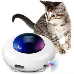 Automatic UFO Interactive Cat Toy Cat Upgraded Play Toy with Rotating Feather USB Charging Smart Mode Indoor