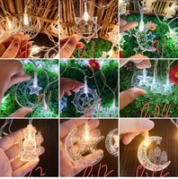 Ornements muraux suspendus à LED sur le thème de l'islamisme arabe, lettres décoratives Ramadan Kareem Eid Mubarak, lumières