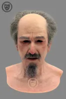 Máscara de Silicona Realista Personalizable de Anciano Calvo, Disfraz de Cabeza Completa