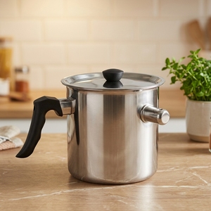 1.6L Double Wall Stainless Steel Whistle Milk <b>Pan</b> Sauce <b>Pan</b> Whistling Boiling Milk Pot with <b>Lid</b> for Candles Soap - Product Image 1