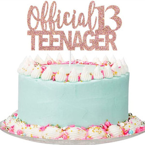 Topper torta adolescente <span class=keywords><strong>13</strong></span> ° ufficiale Glitter oro rosa - Product Image 3