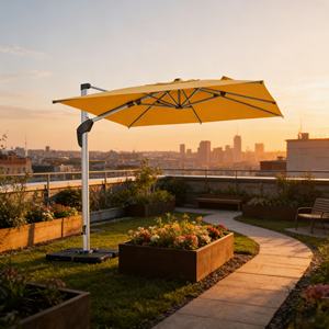 Sombrilla Minimalista <span class=keywords><strong>de</strong></span> Aluminio, Impermeable, con Protección UV, con Toldo Superior Ventilado, Sin Cenefa, Base Giratoria <span class=keywords><strong>de</strong></span> 360 Grados, para Exteriores - Product Image 3