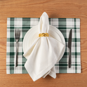Polyester Cotton Print Solid Trim <strong>Set</strong> <strong>of</strong> 4 <strong>6</strong> Rectangle Round Washable <strong>Placemats</strong> Place Mats for Party Family Gathering - Product Image 2