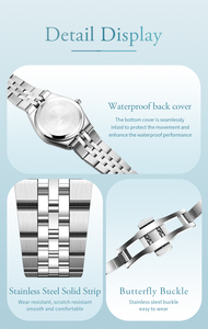 Montre femme de luxe à texture élégante, bracelet en acier à sept maillons, étanche 3ATM, mouvement à quartz - Product Image 5