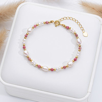 Bracelet en perles d'eau douce en forme de riz pour femme, petites perles de riz, bracelet en pierre naturelle, design cristal Lapis Lapis, sensation haut de gamme