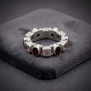 Art Palace Dazzling Amethyst & Garnet Gemstones <b>Silver</b> <b>Ring</b> Hot Fashion Accessory - Product Image 1