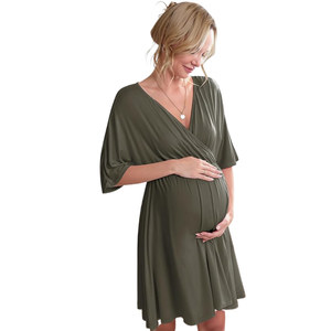 Nuevo <span class=keywords><strong>Vestido</strong></span> de Verano para Posparto, Estilo Informal, Color Liso, Manga Corta, con Soporte para el Abdomen, <span class=keywords><strong>Ajustado</strong></span> y Moldeador para Mujeres Embarazadas - Product Image 1