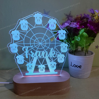 Grande roue veilleuse acrylique pour découpé au laser, lumière LED écologique nom personnalisé lumière chambre LED décor signe cadeau