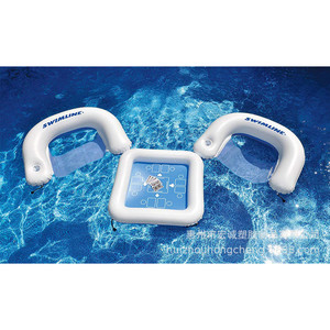 Inflatable Water Chess And <b>Card</b> <b>Table</b> With Floating Chairs For Pool Resort Hotel Use White PVC - Product Image 3