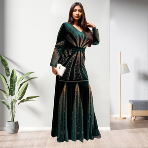 Robe de soirée élégante de haute qualité à manches longues et à perles, robe de soirée formelle pour femmes, mode féminine - Product Image 3