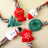 Jouets en peluche de Noël pour animaux de compagnie, jouets à mâcher pour chien, Père Noël, pingouin, homme en pain d'épices, jouets interactifs doux et rembourrés pour chiots