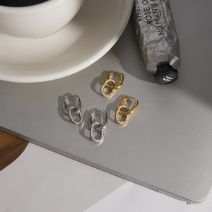 Pendientes de Aro Geométricos de Circonita, Acero Inoxidable, para Uso Diario, con Engaste de Canal - Product Image 4