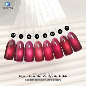 طلاء أظافر جل بتأثير عين القطة بلون أحمر دم الحمام 15 مل خالٍ من HEMA وTPO مع لمعان أحمر وتأثير مغناطيسي - Product Image 4