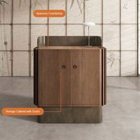Bureau de réception professionnel en acier inoxydable, armoire de rangement en MDF, bureau d'accueil moderne pour entreprise