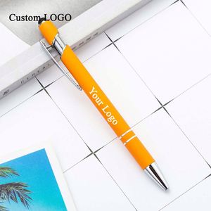 Stylo bille personnalisé avec logo, revêtement doux au toucher, pointe stylet métallique, stylo promotionnel, commande en gros disponible - Product Image 1