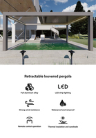 DEEZON Kit de pergola à persiennes en aluminium rétractable électrique d'extérieur étanche avec arche et gazebo pour pavillon de jardin
