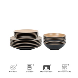 Darkbeige Elegant Cookware Plates Simple Design Stoneware Ceramic Dishes Plates With Coffee Mugs Practical Dinnerware Sets - Product Image 4