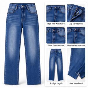 Jean taille haute délavé <span class=keywords><strong>pour</strong></span> femme avec effet usé sur les cuisses, idéal <span class=keywords><strong>pour</strong></span> les journées d'automne en librairie - Product Image 6
