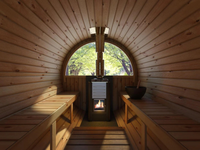 Vente en gros de sauna en bois thermoplastique en pin sauna extérieur en tonneau de cèdre rouge à feu de bois pour 4 personnes