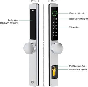 Ngoài trời kỹ thuật số <span class=keywords><strong>RF</strong></span> mỏng không thấm nước WIFI vân tay thông minh thủy tinh thẻ chìa khóa hợp kim nhôm hẹp Bên Cửa khóa đặc biệt - Product Image 2