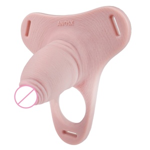 ANOSX Strapon Silicone Chastity Cage FTM Penis Packers Wearable Hollow Realistic <b>Dildo</b> Short Soft Penis Transgender Sissy - Product Image 4