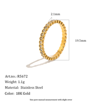 Bague géométrique en acier inoxydable plaqué or 18 carats avec pierre en zircon, 3 pièces/ensemble pour femmes, étanche