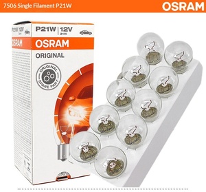 หลอดไฟท้ายรถยนต์ <span class=keywords><strong>OSRAM</strong></span> Germany 7506 12v <span class=keywords><strong>P21W</strong></span> ฮาโลเจน แบบปลายแบน สำหรับไฟเบรก ไฟถอยหลัง - Product Image 5