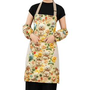 5-Piece Cotton Waterproof Apron, Waterproof Sleeve Covers, Oven Gloves, Pot Cover, <b>Heat</b> Insulation <b>Pad</b> - Product Image 6