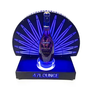 Factory Hot Sales Customized Logo Fan-shape Blue Led Light Bottle Glorifier Led Bottle Presenter For Bar Night Club